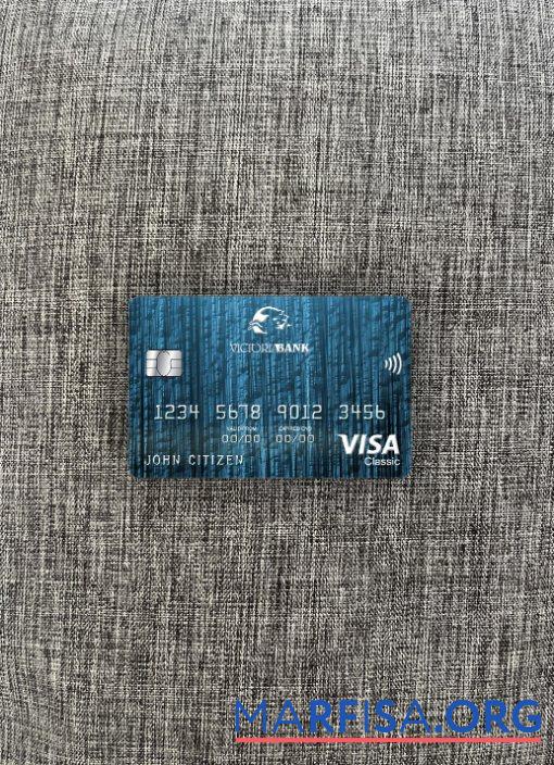 Realistic Moldova Victoriabank visa classic card photolook front download for verification